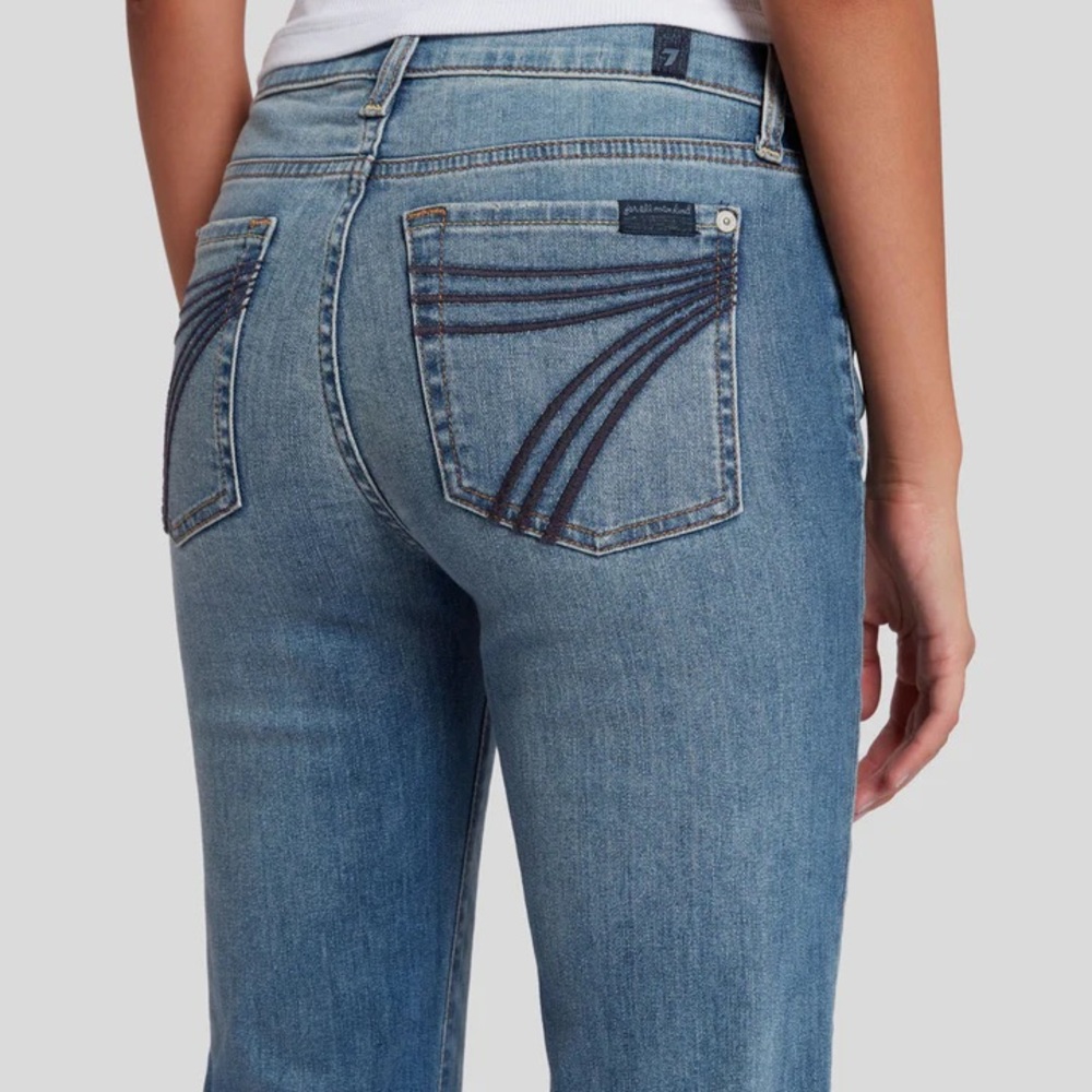 7 For All Mankind Medium Blue Flare Jeans - Picture 3 of 8